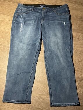 Democracy Women’s 24W Blue Jeans Straight Denim Distressed “Ab” Technology